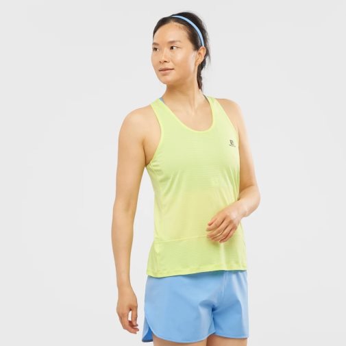 Salomon Cross Run Women's Tanks Lemon | CA 63I21